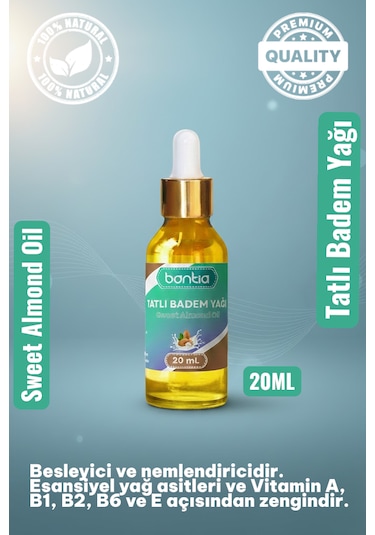 Tatlı Badem Yağı 20 Ml Soğuk Sıkım %100 Saf Kaş Kirpik Ve Saç Bakımı 20 ML