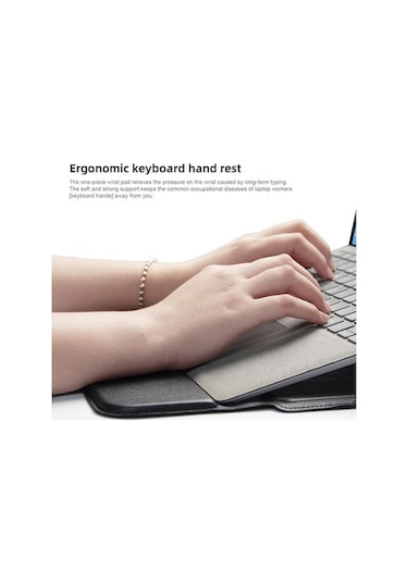 Xindoker 13.3 İnç Macbook Uyumlu İçin Ultra İnce Siyah Dizüstü Bilgisayar Stantlı Pudra Çantası Siyah