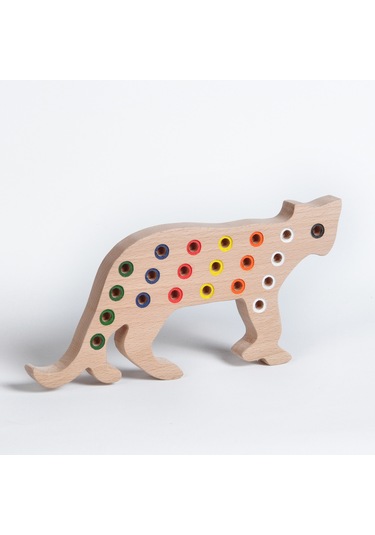 Ahşap Eğitici Doğal Renkli Kedi Tak Çıkar Montessori Oyuncak