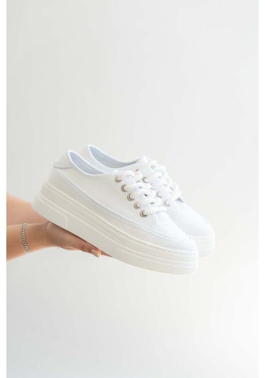 Kocadal Kocadal Glown Kadın Beyaz Keten Spor Ayakkabı Muhtelif