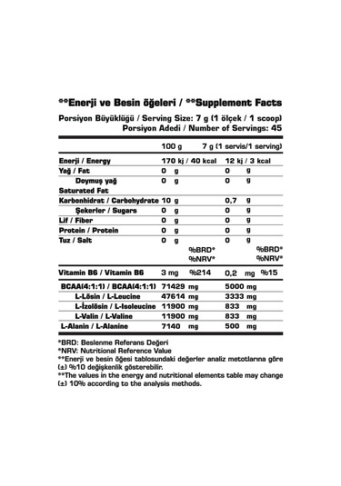 SSN Sports Style Nutrition Bcaa 4.1.1 315 Gr Cherry Lemade / Vişne-limonata Aminoasit