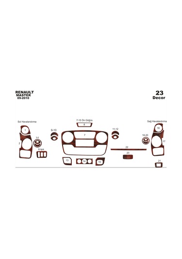 Renault Master Movano İnterstar Konsol-torpido Kaplama 2010 23 Parça -maun Maun