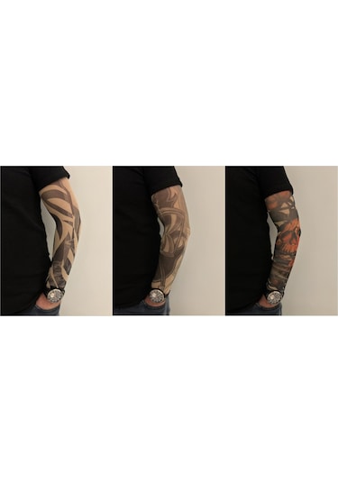 Giyilebilir Dövme 3 Çift 6 Adet Kol Çorap Dövmesi Sleeve Tattoo Set23