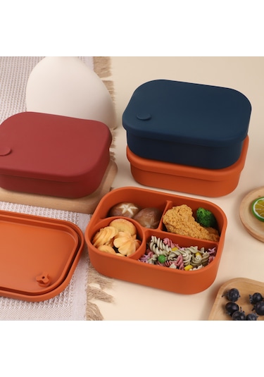 Gıda Sınıfı Silikon Öğle Yemeği Kutusu-koyu Turuncu
