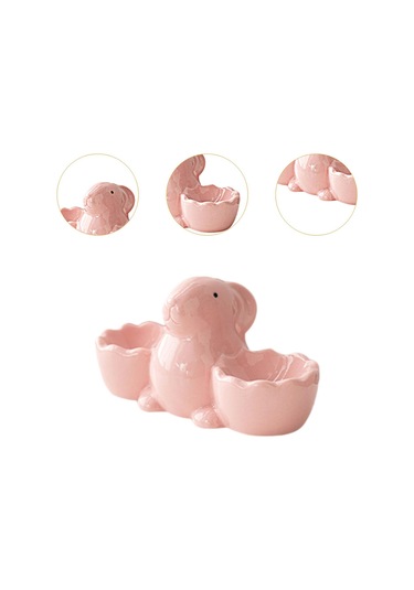 Suntek Seramik Yumurta Kupası Masa Tepsisi Ev Dekoru Pembe