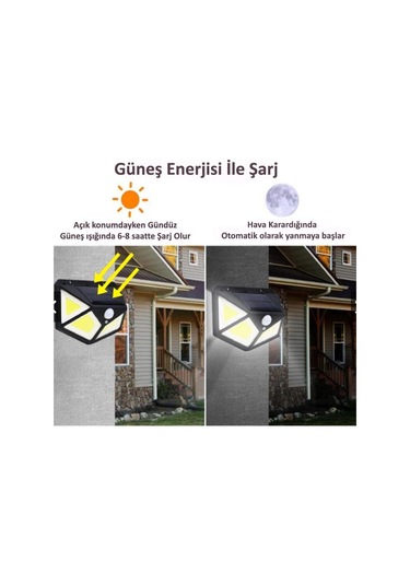 Technojet 114 Ledli 3 Modlu Cob Solar Güneş Enerjili Bahçe  Aydınl