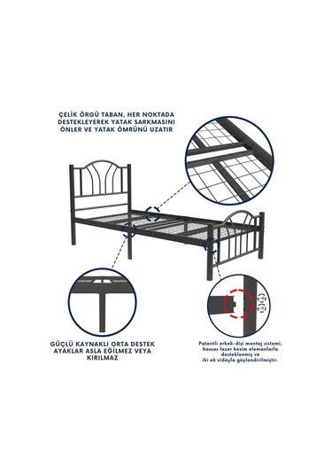 Aksviva Bella Tek Kişilik Ferforje Metal Karyola