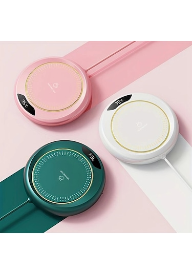 Xuweiwei Pembe 3 Sıcaklık Ayarlı Usb Isıtmalı Bardak Altlığı Gün Boyu Sıcak İçecekler