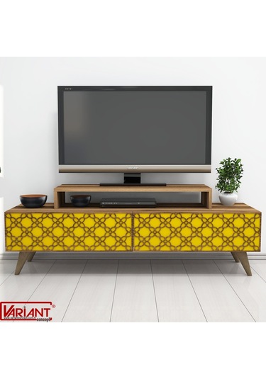 Variant City Tv Ünitesi Tv Sehpası Ceviz-Sarı