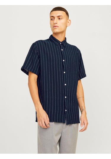 Jack & Jones Joshua Loose Erkek Kısa Kollu Gömlek Lacivert 12262660 Lacivert