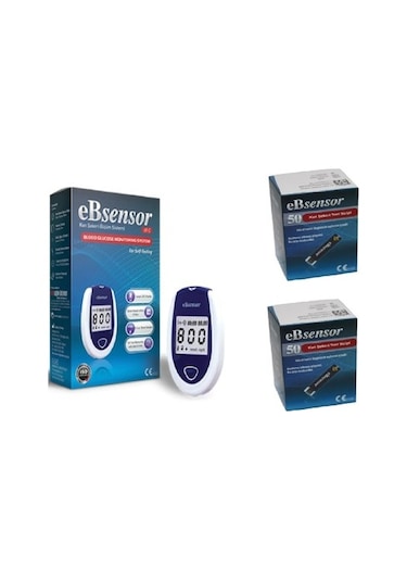 Ebsensor Şeker Ölçüm Cihazı + Şeker Stripi 100 Adet