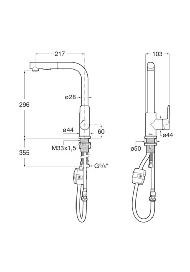 Roca Cala A5A856ENB0 Pull-Out Spiralli Mutfak Bataryası Siyah