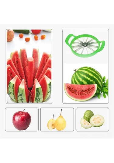 Suofeng Stainless Steel Karpuz Dilimleyici - Keskin Bıçaklı, Ergonomik Kollü, Temiz Ve Eşit Dilimler İçin Mutfak Aracı Yeşil