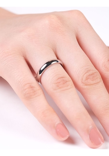 4 Mm Bombeli Gümüş Alyans Ince Söz Nişan Yüzüğü Wr22-1