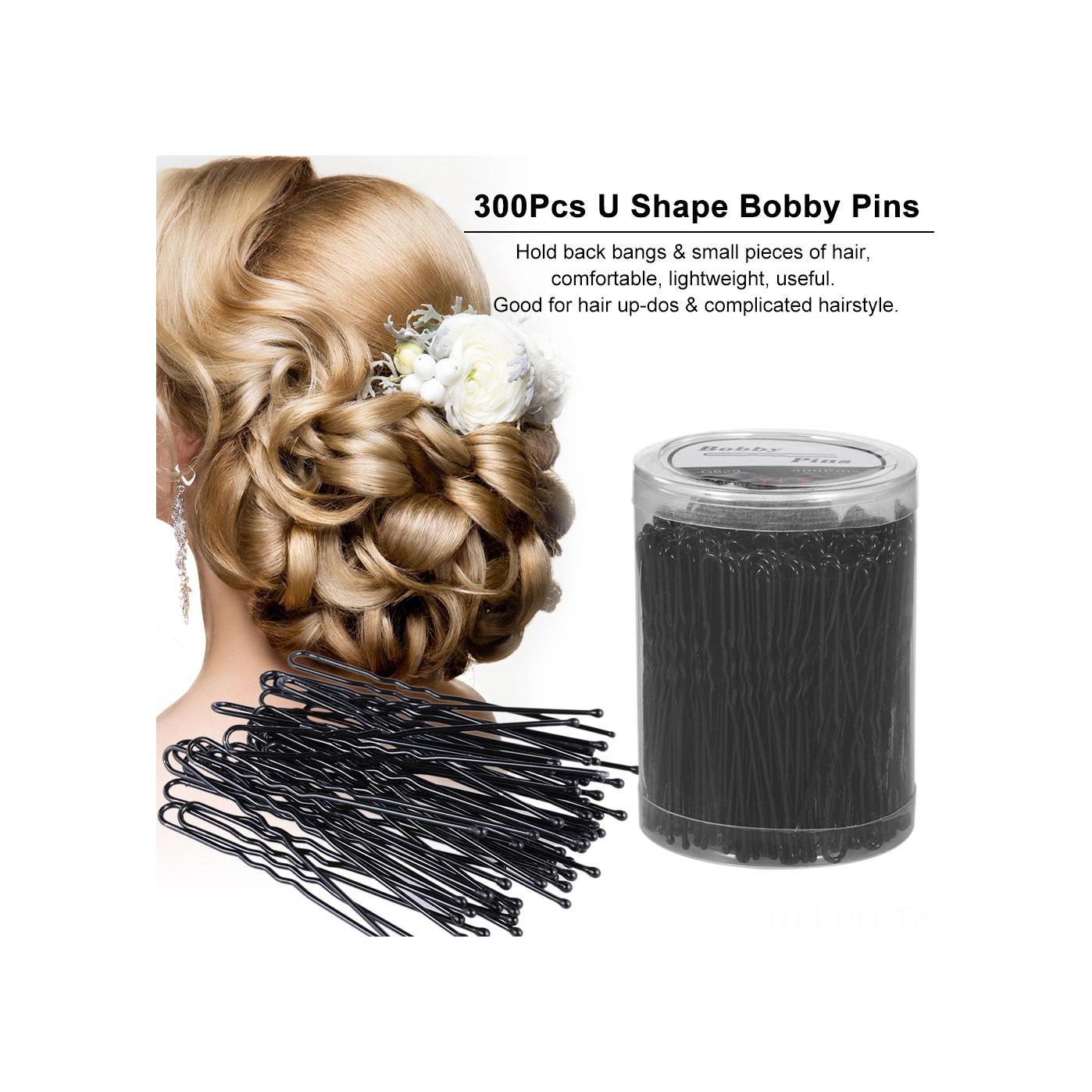 Dofolink 300 Adet Siyah Büyük Boy Çelik U Şekilli Saç Klipsi - Saç Tutucu, Saç Stili Ve Banglar İçin Dayanıklı, Kaymaz Tasarım Çok Renkli