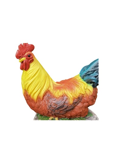 Suntek Reçine Horoz Heykeli Tavuk Heykeli Veranda Çim Arka