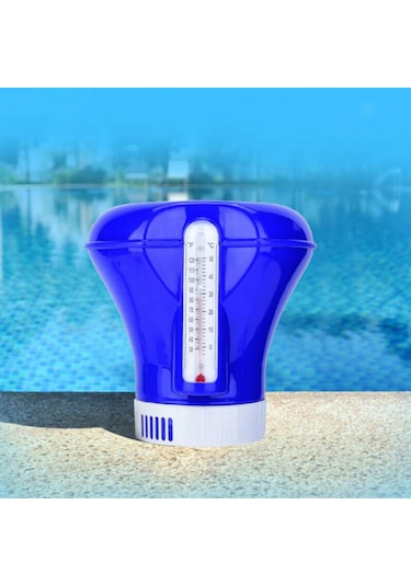 Teltree Mavi Pvc Havuz Dispenseri, Termometreli 0-50 C, Kimyasal Kontrol, Çocuk Güvenli Kapağı, Akvaryum/havuz/uzun Kullanim Süresi