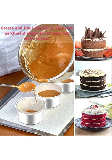 4 İnç Küçük Kek Kalıbı 3'lü Set, Paslanmaz Çelik Mini Yuvarlak Smash Kek Pişirme Kalıbı 3 Parça Çok Renkli