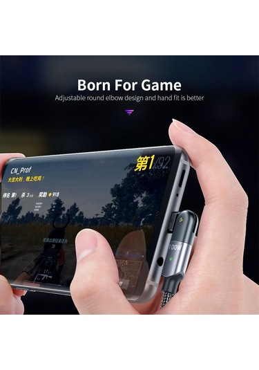 Fxctl-wya09 60w 3a Usb-c / Tip-c Tip-c 180 Derece Döner Dirsek Hızlı Şarj Kablosu, Uzunluk: 2m Kırmızı