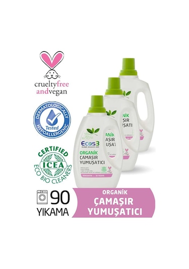 Ecos3 Organik Konsantre Çamaşır Yumuşatıcısı 3 x 750 ML