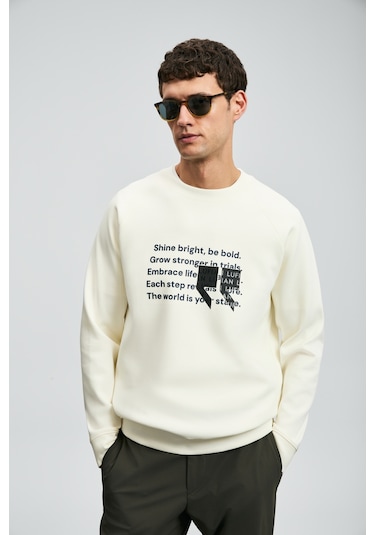 Lufian Shadow Erkek Sweatshirt Kırık Beyaz Kırık Beyaz 112030174100510 Beyaz