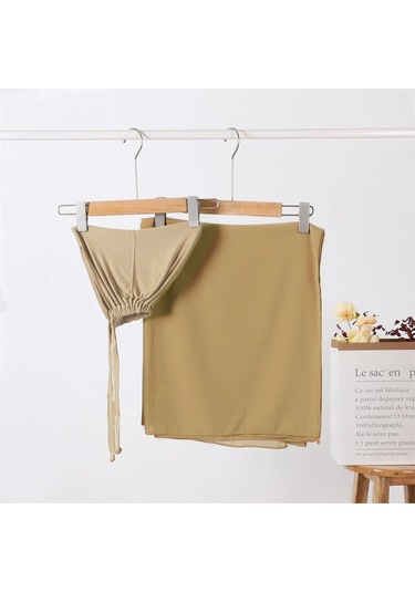 Noenname Null Kadın Şifon Başörtüsü & Jersey Undercap Seti - 2 Parçalı Şampanya