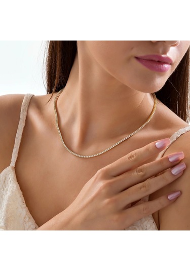 925 Ayar Gümüş 3mm Suyolu Kolye Çok Renkli