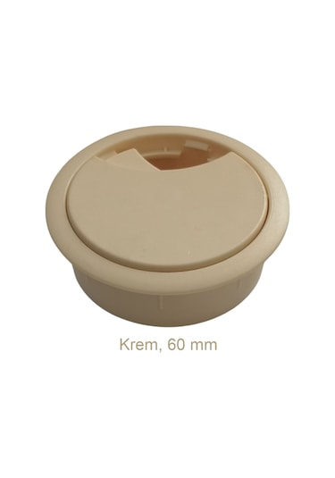 Adilon Masa Üstü Kablo Kanalı Deliği Kapağı Krem Masa Kapağı 6 Cm 5 Adet