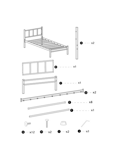 Unimet Titan Tek Kişilik Metal Karyola 90x200 Siyah