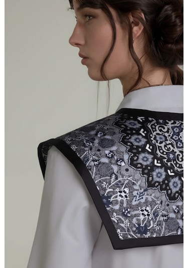Walkenzo Bohem Stil Etnik Desenli Kadın Omuz Şalı Siyah