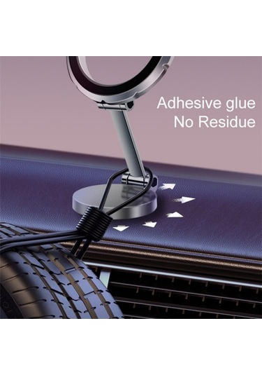 G118 1080 Derece Dönen Katlanır Manyetik Telefon Tutucu Pano Vantuz Araç Montajı Gri