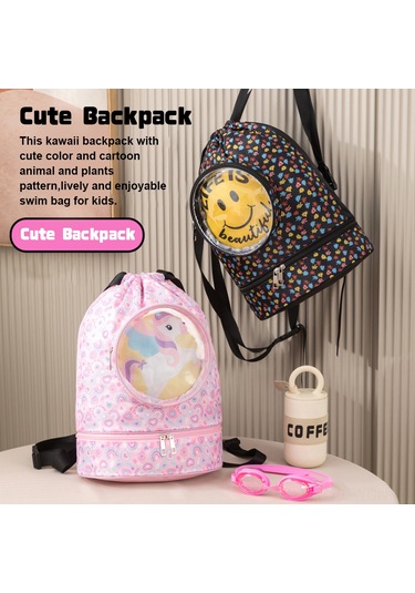 Neevoyu Teknelerli Desenli Su Geçirmez Polyester Çanta - Kuru/ıslak Bölmeli, Ayakkabı Ve Gözlük Bölmesiyle Spor, Plaj Ve Seyahat İçin Pembe