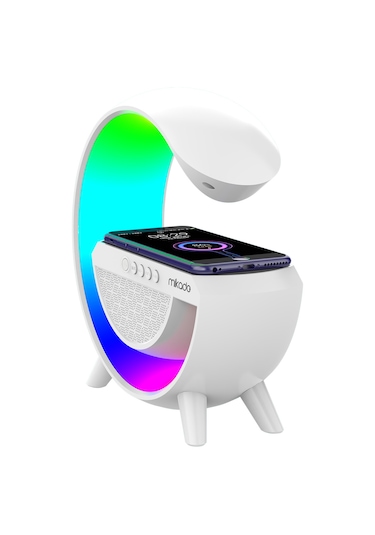 Mikado Md-g111 Beyaz 10w 1800mah Bt/tf/usb/15w Wireless Şarj Rgb Işıklı Speaker