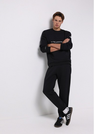 Colins Regular Fit Orta Bel Düz Erkek Siyah Eşofman Altı Cl1076853 Q1.v1 Blk Siyah