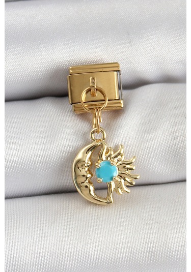 316l Çelik Sallantılı Ay Ve Güneş Model Gold Renk Nomination Charm Çok Renkli