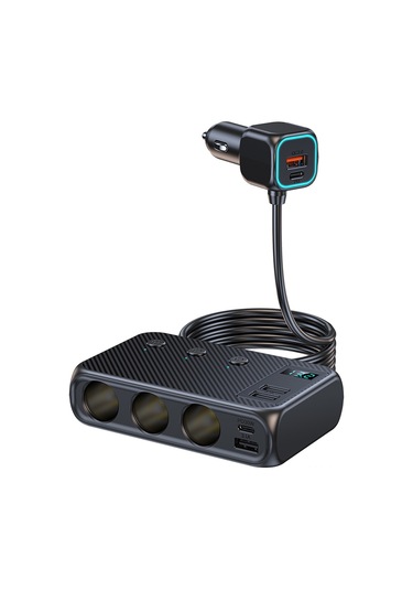 Samdoo 171w Hızlı Şarjlı 6 Usb'li Araç Çoklu Şarj Aleti - Pd+qc3.0 Destekli 3 Prizi Açma/kapama Düğmeli 113 Karakter