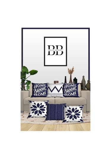 Belle Benoit Baskılı Dekoratif 6'lı Koltuk Kırlent Kılıfı Desen37