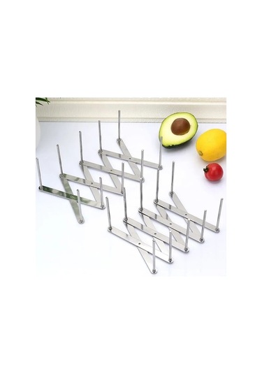 Pazly 7 Katlı Paslanmaz Çelik Bulaşık Kurutma Raftı - Genişletilebilir Mutfak Düzenleyici Gümüş Gümüş