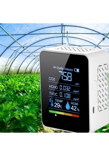 Lemestar Siyah Beş İli 1 Hava Kalitesi Testeri - Co2, Hcho, Tvoc, Sıcaklık Ve Nem Ölçer - Doğru Sonuçlar İçin Taşınabilir Gaz Analizi Cihazı