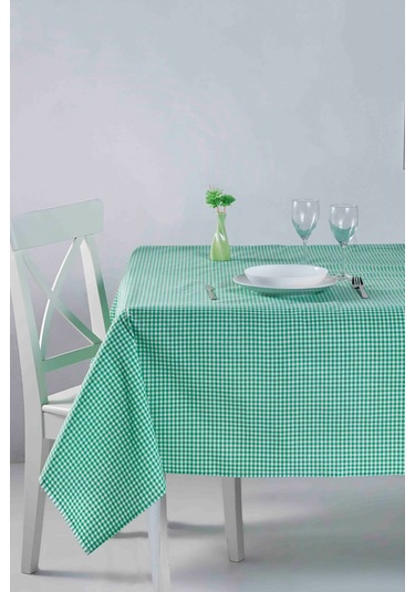 Kareli Desen Pötikareli Masa Örtüsü Yeşil