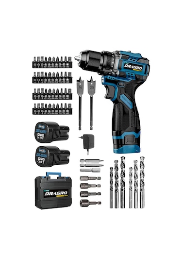 Dragro DRG-168 Pro 16.8V M Çift Akü Çelik Mandren Kömürsüz Motor Şarjlı Matkap Akülü Vidalama