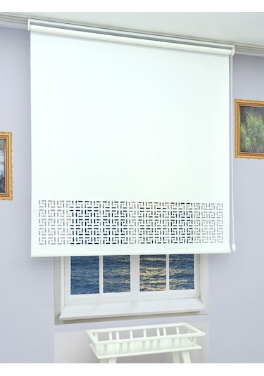 Lazer Stor Perde - Kırık Beyaz Mat Stor Kumaşı - 30 Cm Lazer Yüksekliği - Metal Kasa Ve Kapak Antrasit