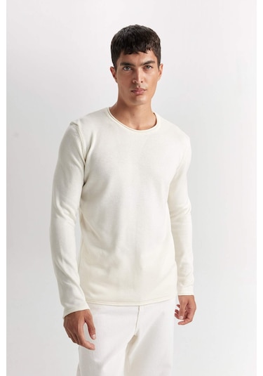 DeFacto Relax Fit Bisiklet Yaka Basic Düz Triko Kazak D3278AX24WNER139