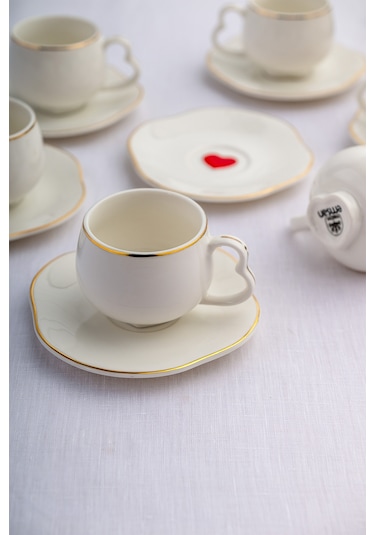 Emsan Kalpten Kalbe 6 Kişilik Kahve Fincan Takımı 90 Ml