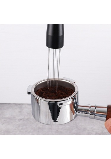 Moveevo Stainless Steel Espresso Çekirdek Karıştırıcı - Ergonomik Tutuş,均匀 Dağıtım, İçinden Geçirmeyi Optimizasyon, Siyah 13.5x2cm Diğer
