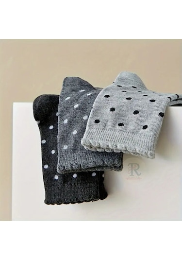 Trampler 5 Çift Kadın Puantiyeli Uzun Çorap Kadın Kolej Çorap Çok Renkli