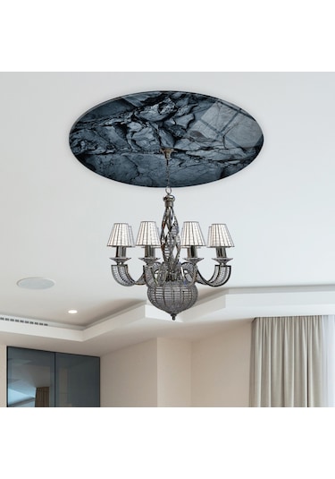 Cam Avize Göbeği | Doğal Taş Desen | Çap50Cm Çok Renkli