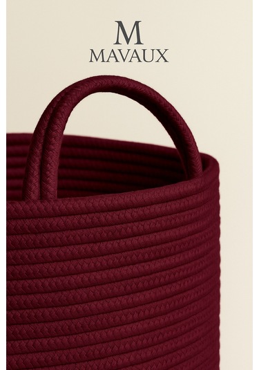 Doğal El Dokuma Hasır Jüt Sepet 20x26 Cm Dekoratif, Çok Amaçlı, Şık Ve Dayanıklı Saklama Sepeti Mürdüm