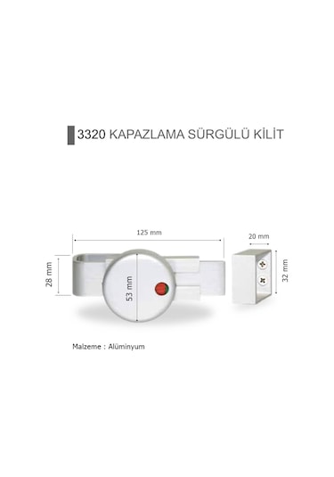 Islak Hacim Kompakt Kabin Alüminyum Kapazlama Sürgülü Kilit