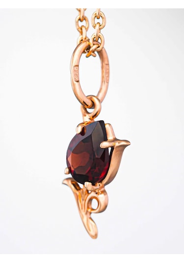 Uvelirnye Tradicii Doğal Granat Taşlı 925 Ayar Gümüş Kolye 403045705